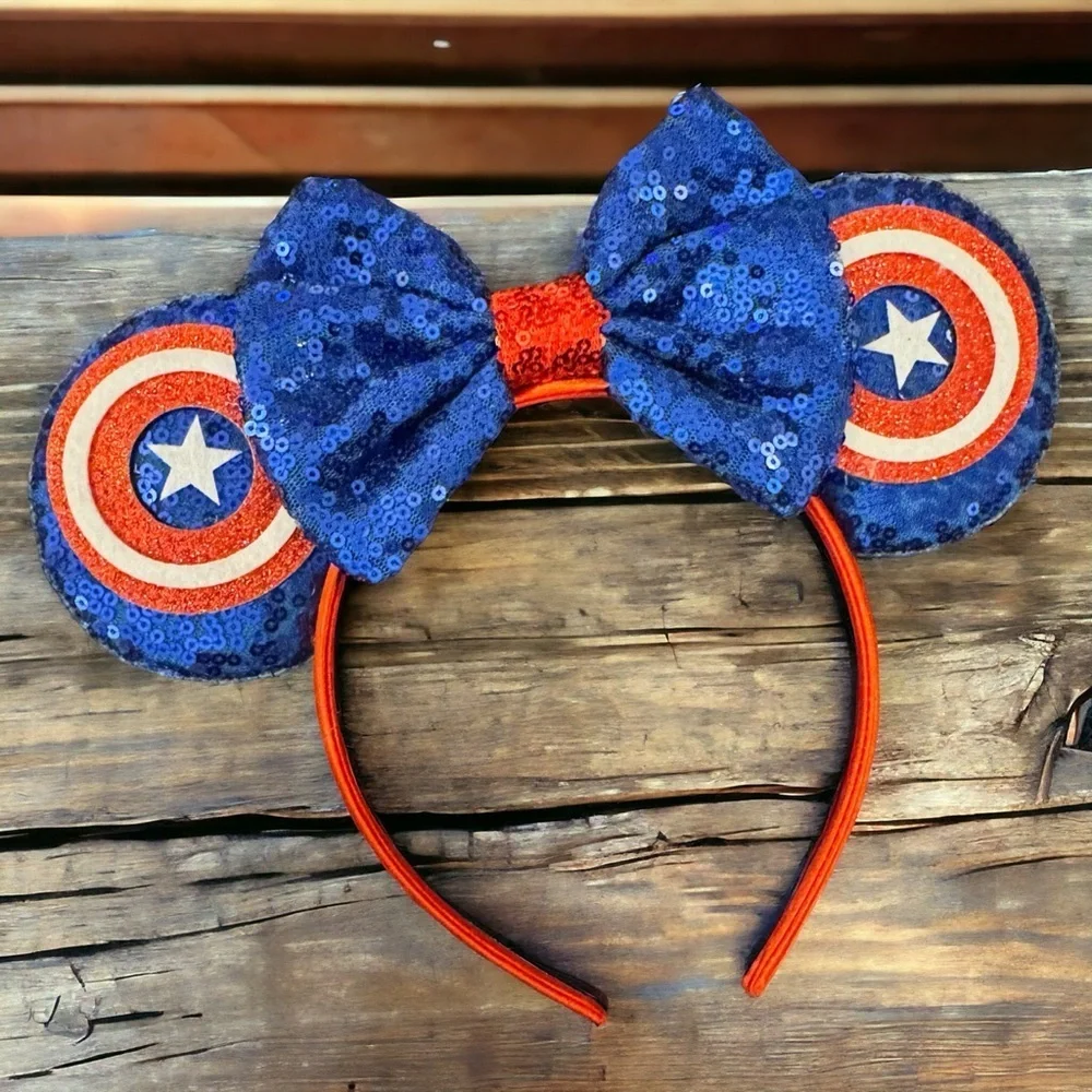 NOT FOR SALE - Captain America Inspired Mouse Ears, Disney Headband, Superhero